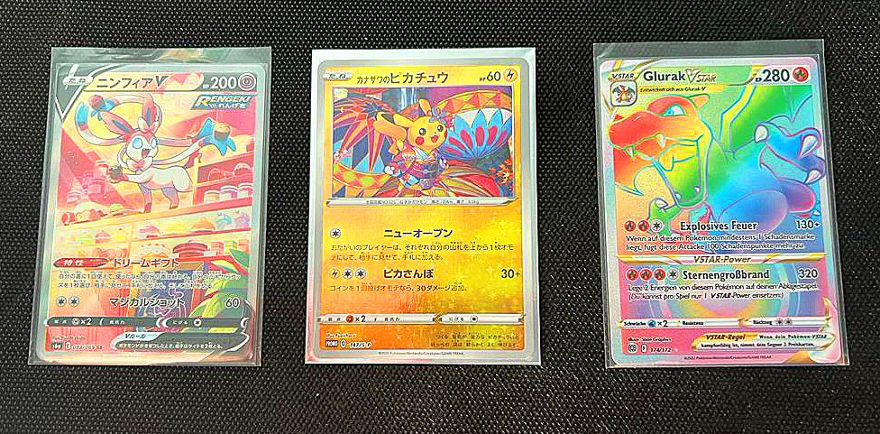3 verschiedene Pokémon Karten