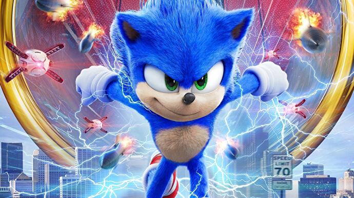 Sonic sprintet aus einem Portal.