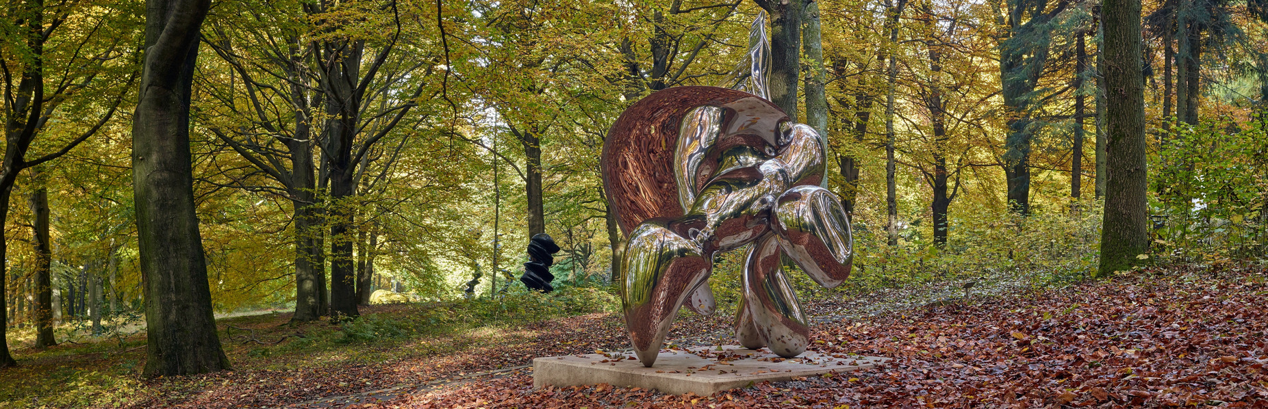 Im Skulpturenpark Waldfrieden in Wuppertal steht die Plastik Distant Cousin von Tony Cragg