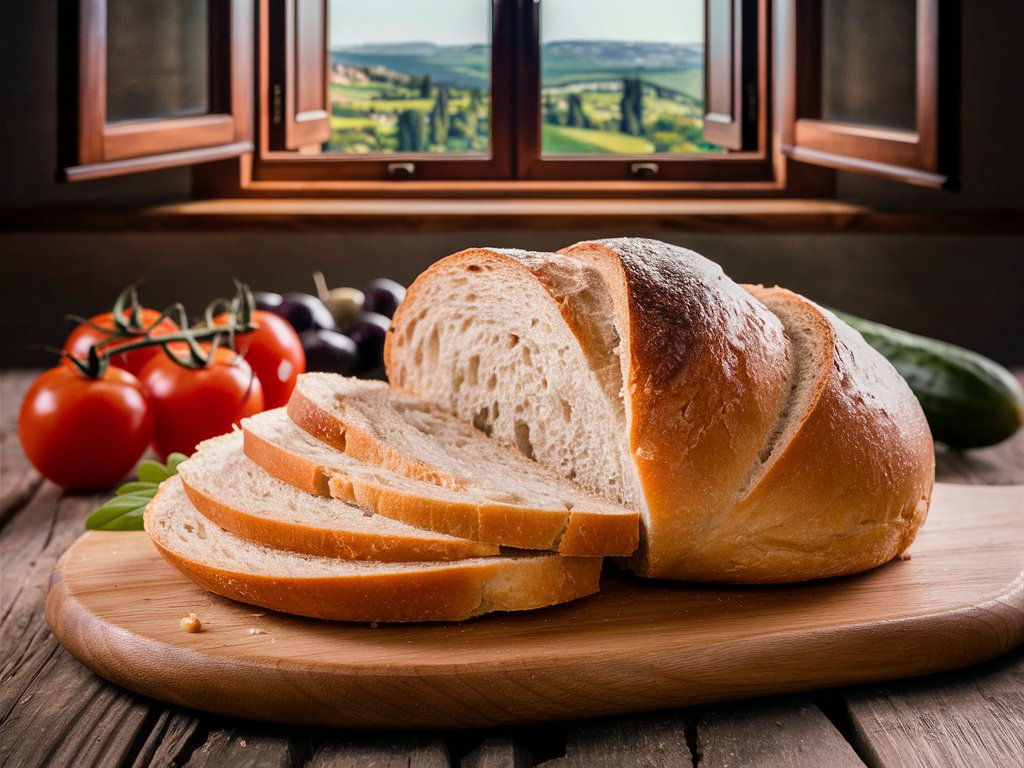 Ein aufgeschnittenes Weißbrot.